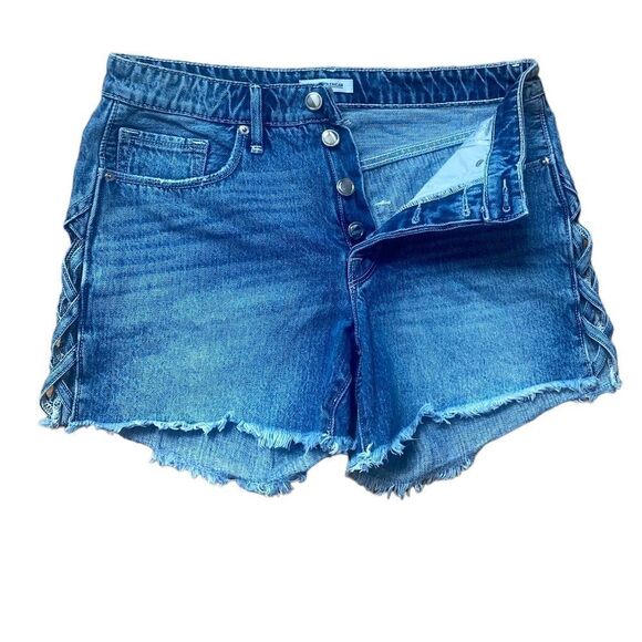 Good American Lattice Cutoff Denim Shorts Size 4/27 - Picture 2 of 6